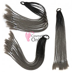 Coada de par afro impletita Premium de 60 cm ombre, set 12 bucati Brunet cu Grey 2144#